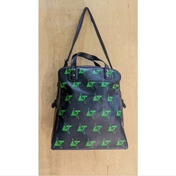 Vintage Lindblad luggage travel bag blue satchel green birds - Picture 4 of 5